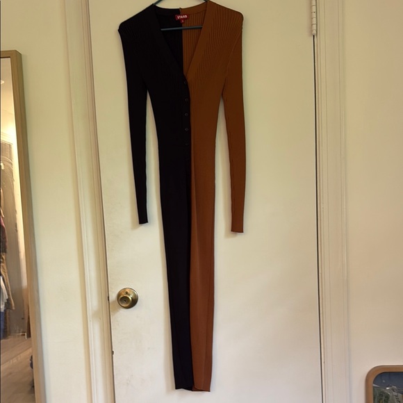 STAUD Black and Brown Long Sleeve Dress - Picture 3 of 4